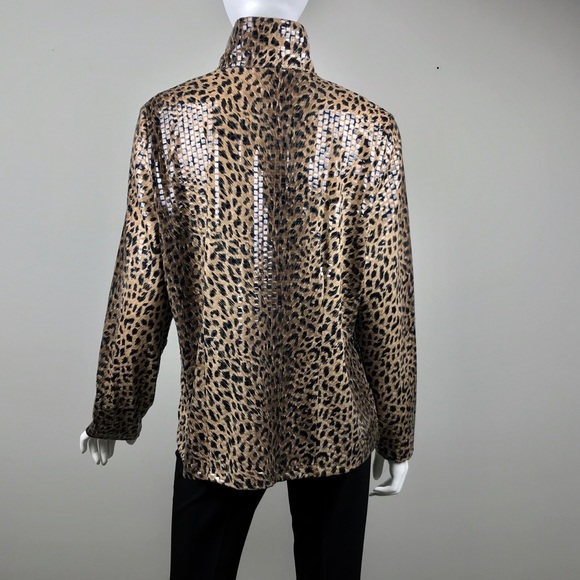 {Misook} Leopard Print Shiny Jacket - Picture 4 of 8